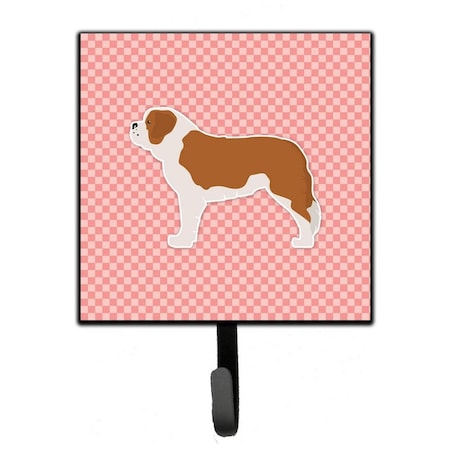 Carolines Treasures Saint Bernard Checkerboard Pink Leash or Key Holder BB3676SH4